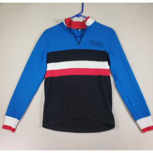 Pella Sweater Mens Medium Blue‎ Striped Collared Long Sleeve 1/4 Zip Pullover